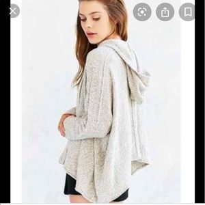 BDG Hooded Knit Cardigan in Light Heather Gray